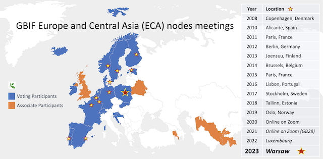map of GBIF ECA
